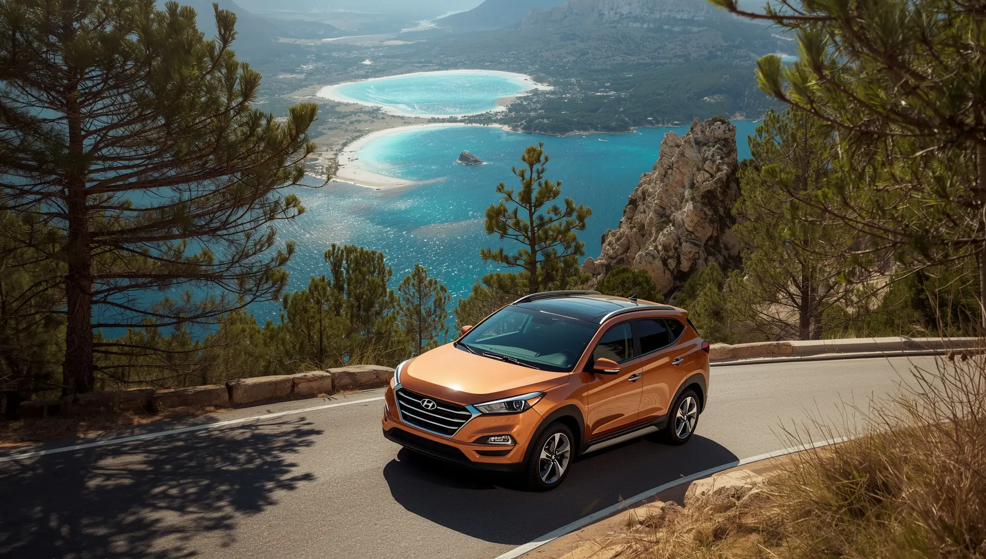 Auto su strada panoramica in Albania